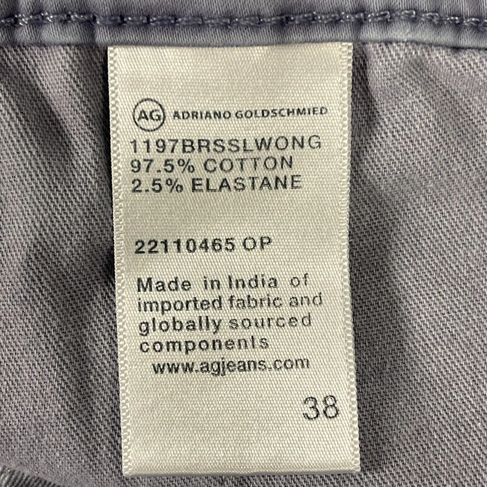 AG Wanderer Slim Shorts Mens 38 Gray Stretch Chino Casual Flat Front